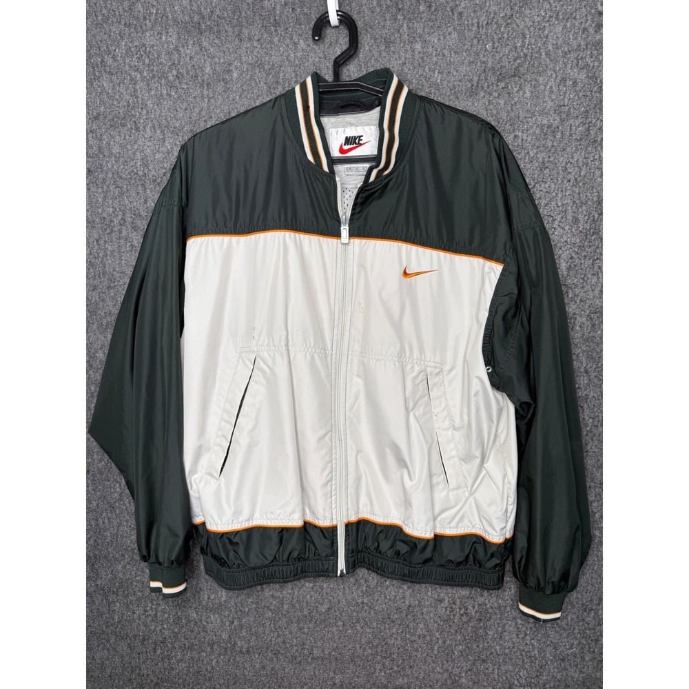 Nike Vintage Mens Windbreaker Jacket Green White Orange Colorblock Size M 90s